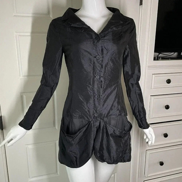 Annette Gortz Womens Silk Jacket Blazer Black 34 US 6 Made In Germany Sheer - Picture 1 of 16